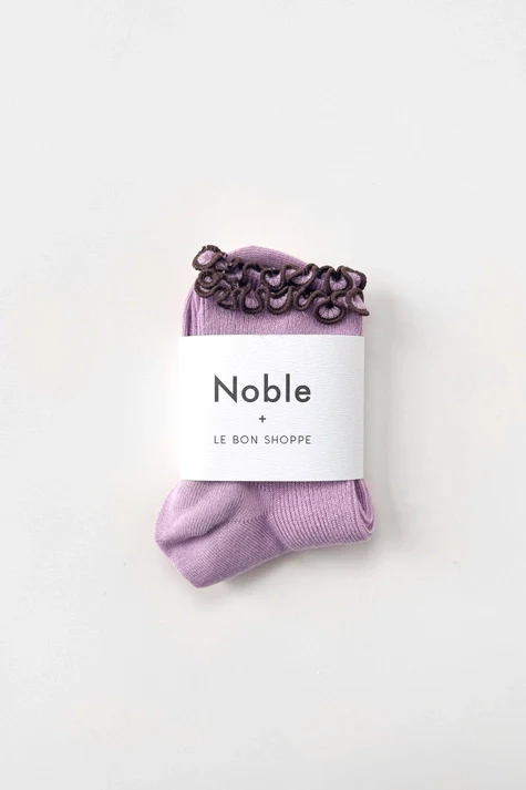The Petite Ruffled Modal Socks in LILAC/BROWN - Image 4