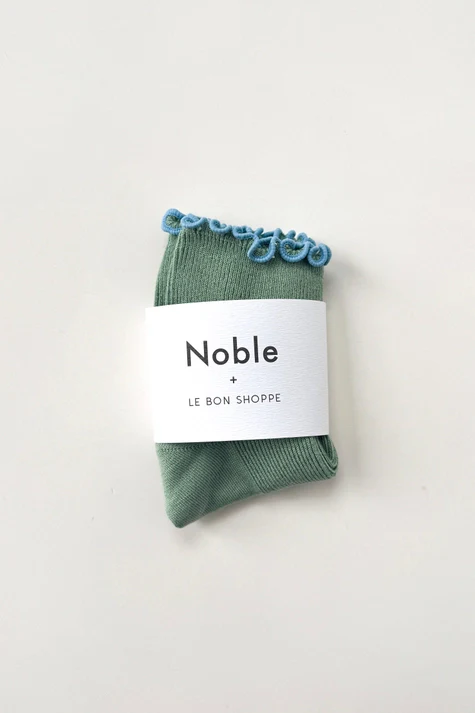 The Petite Ruffled Modal Socks in SEA GLASS/POWDER BLUE - Image 4
