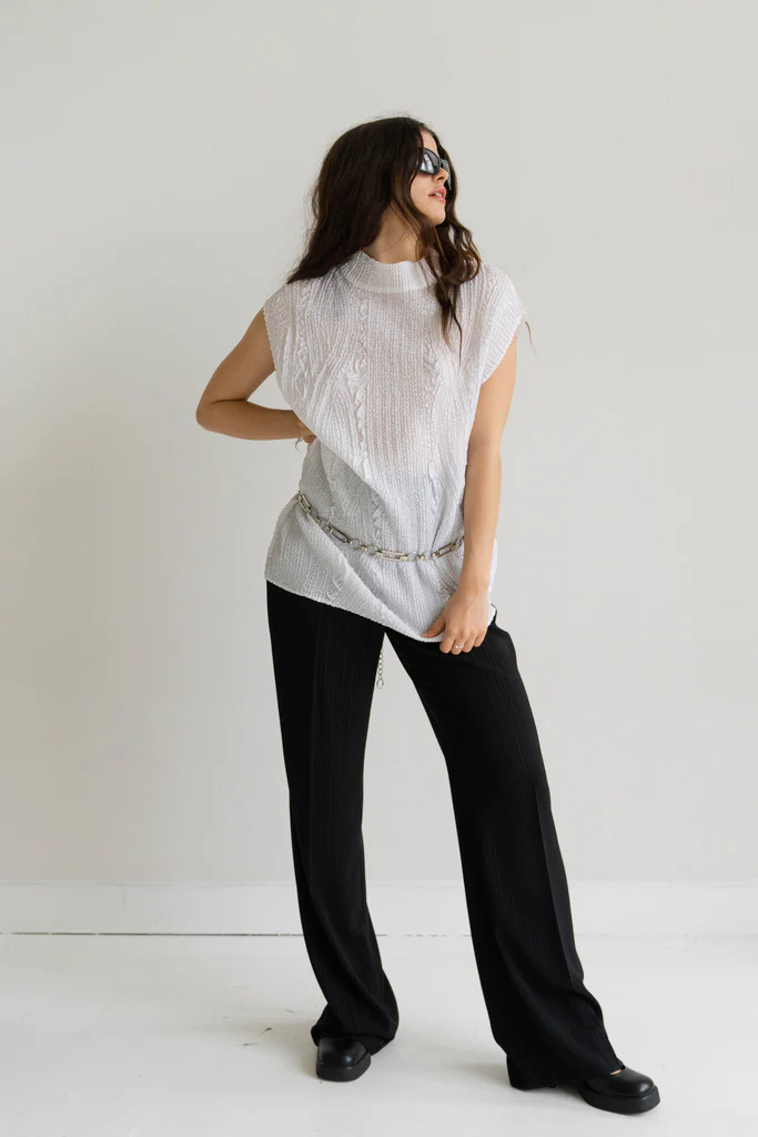 White Textured Top - Image 3