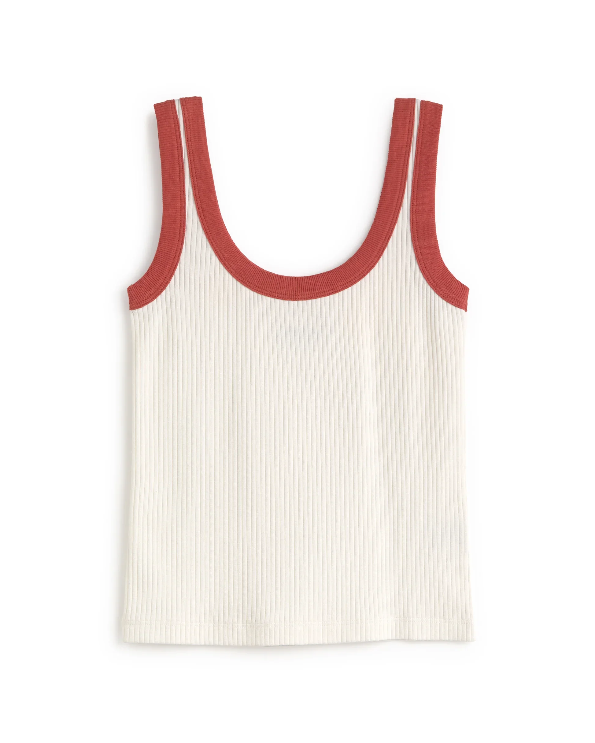 White with Red Contrast Julia Tank Top - Image 5