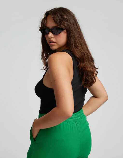 Women Organic Rib Tank Top in Black - Image 4