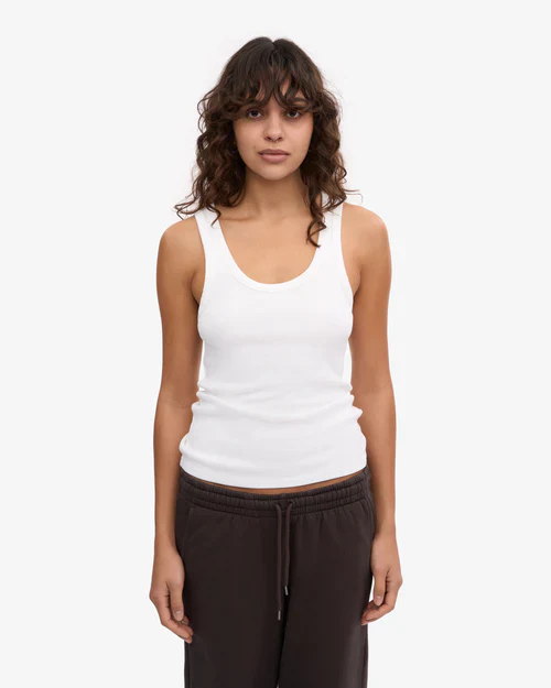 Women Organic Rib Tank Top in Optical White - Image 2
