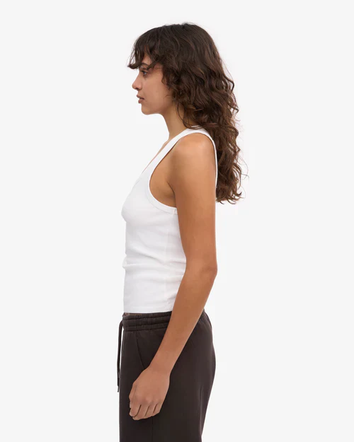Women Organic Rib Tank Top in Optical White - Image 3