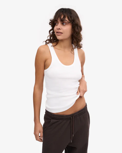 Women Organic Rib Tank Top in Optical White - Image 5