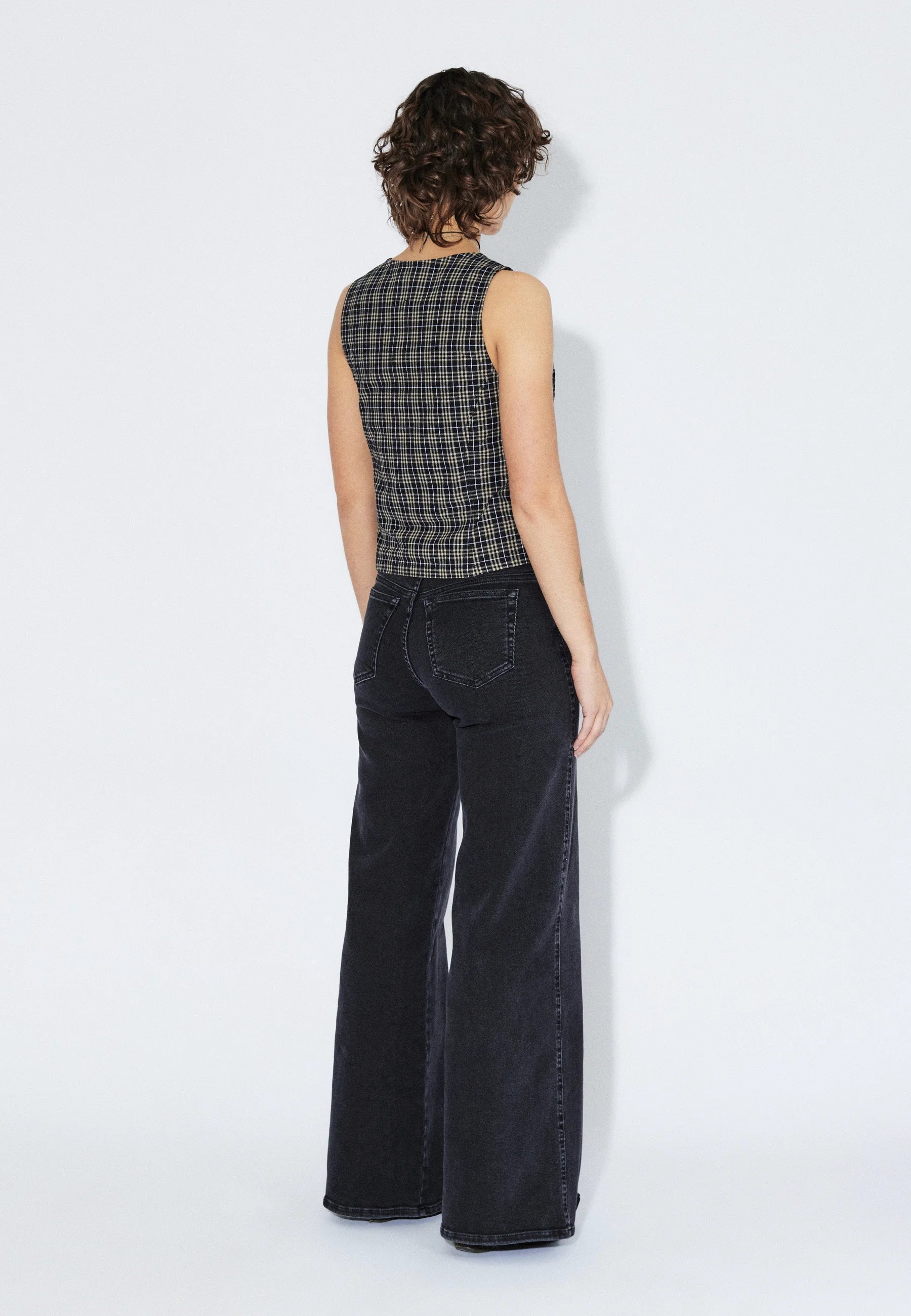 Zola Top in Black Summer Check - Image 3